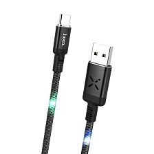 Кабель HOCO U63 Spirit USB Type С, LED подсветка от звука, 3A, длина 1.2 метра, цвет черный