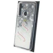 Чехол накладка для Realme C3, силикон, переливашка, рисунок елочка со снежинками