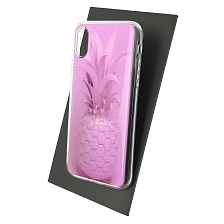 Чехол накладка для APPLE iPhone X, iPhone XS, силикон, блестки, глянцевый, рисунок Фиолетовый Ананас