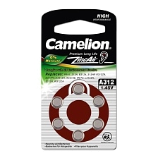 Батарейка Camelion ZA312 (PR41,AC312,DA312) BL6 (для слуховых аппаратов) Батарейка Camelion ZA312 (PR41,AC312,DA312) BL6 (для слуховых аппаратов)