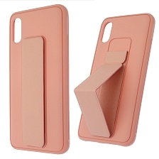 Чехол накладка STAND для XIAOMI Redmi 9A, подставка, магнит, экокожа, цвет розовый песок