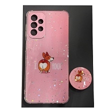 Чехол накладка для SAMSUNG Galaxy A23, силикон, фактурный глянец, с поп сокетом, рисунок I Love You