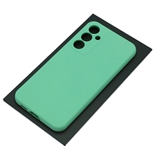 Чехол накладка Silicon Cover для SAMSUNG Galaxy S23 FE, защита камеры, силикон, бархат, цвет светло зеленый