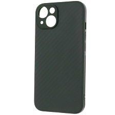 Чехол накладка для APPLE iPhone 14 (6.1"), силикон, карбон, цвет темно зеленый