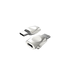 Адаптер, переходник, конвертер HOCO UA8 Micro USB на USB Type C, поддержка OTG, цвет серебристый