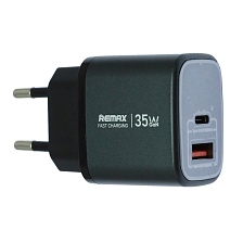 СЗУ (Сетевое зарядное устройство) REMAX GAN U2-AC35W, 35W, 1 USB Type C, 1 USB A, Led дисплей, цвет черный