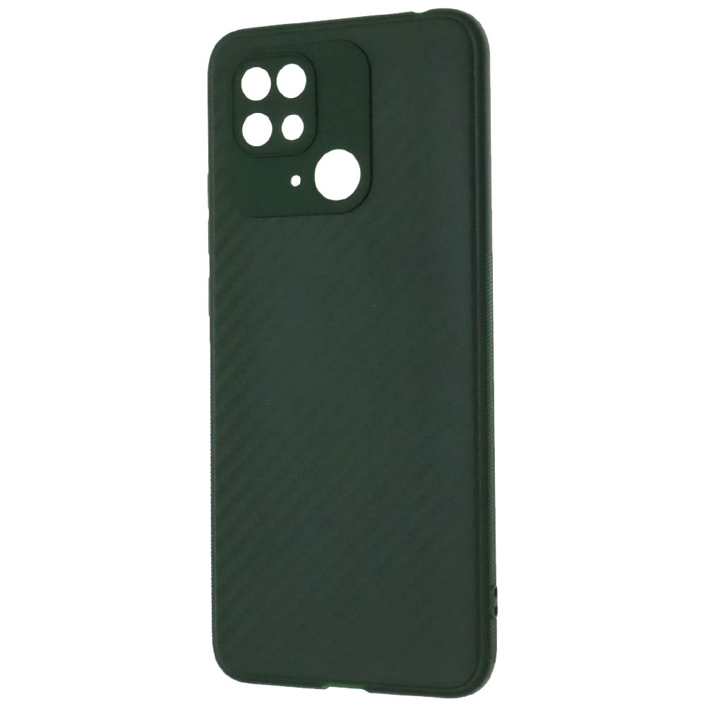 Чехол накладка для XIAOMI Redmi 10C, POCO C40, силикон, карбон, цвет темно зеленый