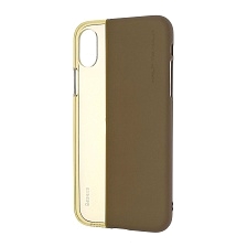 Чехол накладка BASEUS для APPLE iPhone X, силикон, цвет прозрачно золотистый.