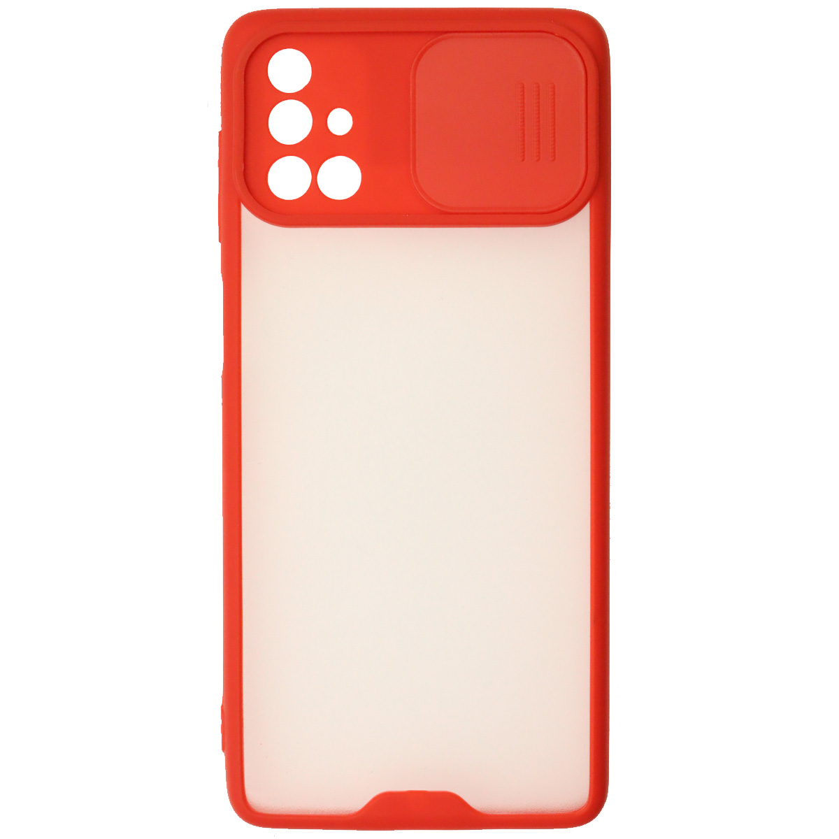 Чехол накладка LIFE TIME для SAMSUNG Galaxy M51 (SM-M515), силикон, пластик, матовый, со шторкой для защиты задней камеры, цвет окантовки красный