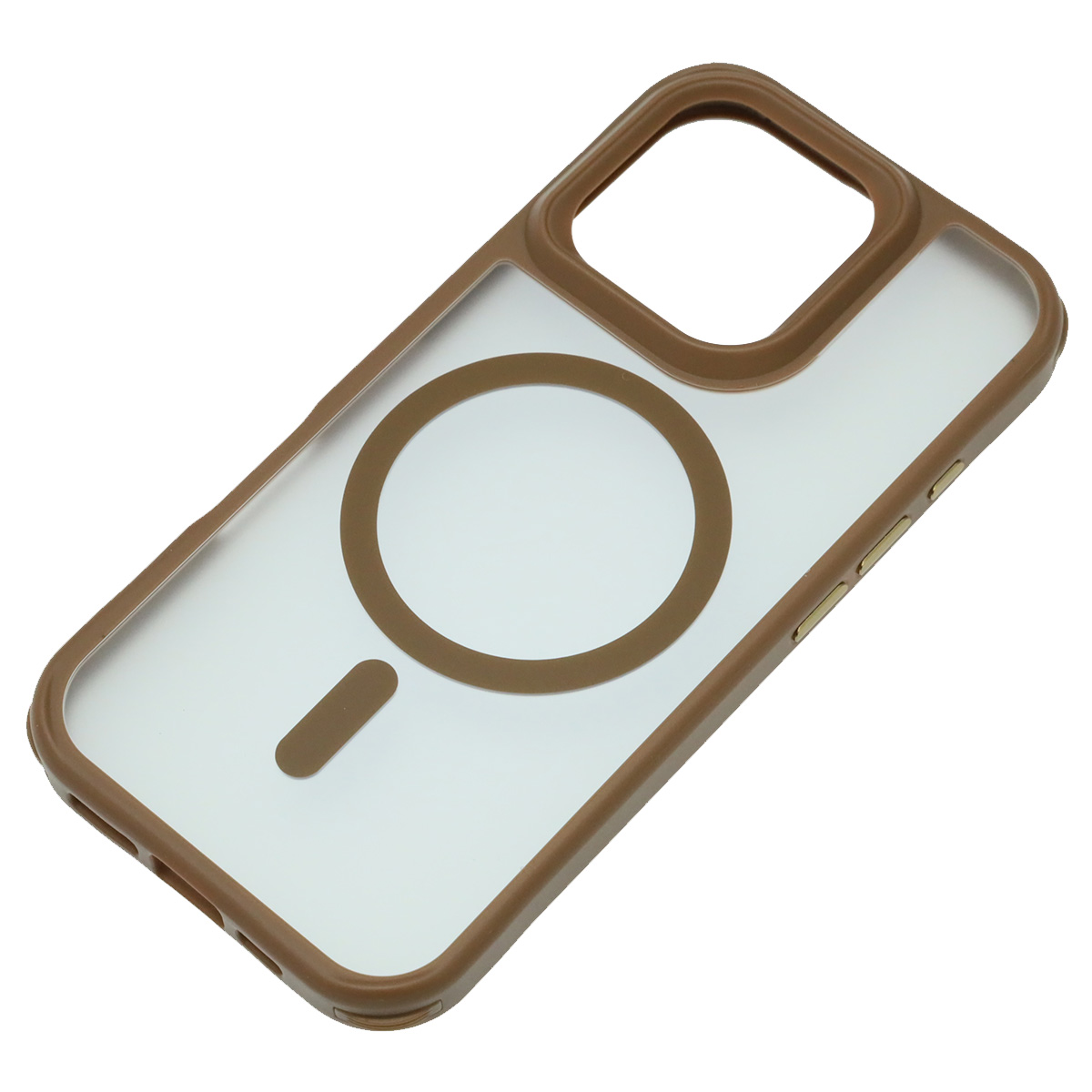 Чехол накладка Sky Armor с поддержкой MagSafe для APPLE iPhone 16 Pro, сменные уголки для шнурка, прозрачный, цвет окантовки коричневый