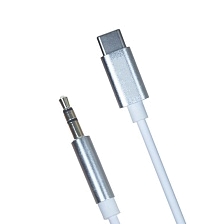 Аудио кабель, переходник USB Type C (папа) на AUX Jack 3.5 мм (папа), длина 1 метр, цвет белый