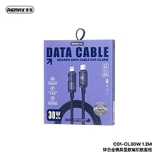 Кабель REMAX C01-CL30W Type-C на Lightning 8-pin, 30W, длина 1.2 метра, Led дисплей, цвет черный