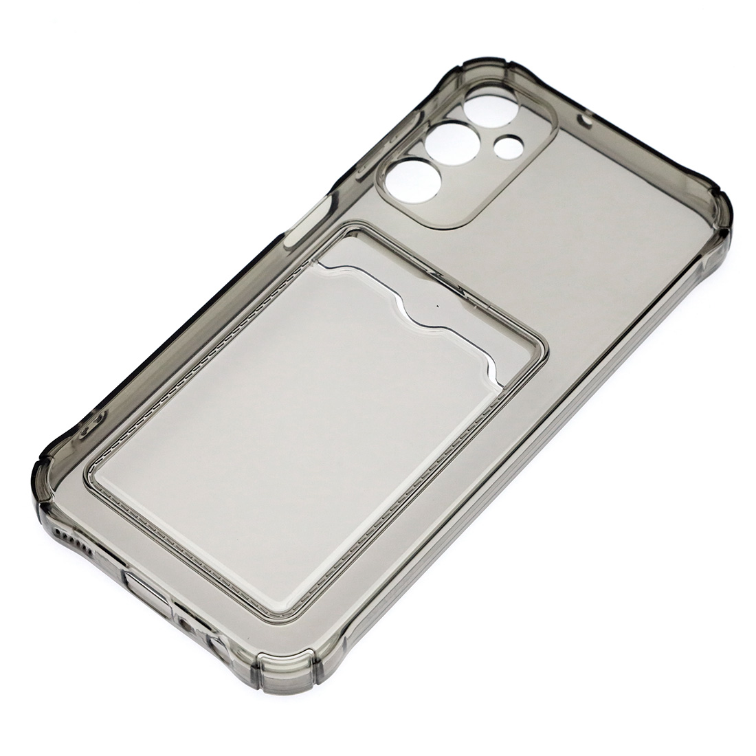 Чехол накладка CARD CASE для SAMSUNG Galaxy A24, силикон, защита камеры, отдел для карт, цвет прозрачно черный