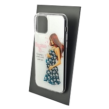 Чехол накладка для APPLE iPhone 11 Pro, силикон, глянцевый, блестки, рисунок Happiness is