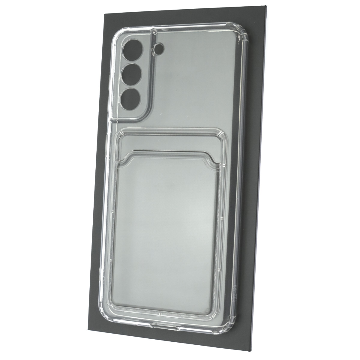 Чехол накладка CARD CASE для SAMSUNG Galaxy S21 (SM-G991), силикон, отдел для карт, цвет прозрачный