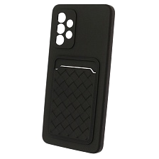 Чехол накладка CARD CASE для SAMSUNG Galaxy A52 4G (SM-A525), силикон, отдел для карт, цвет черный