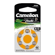 Батарейка CAMELION Zinc Air ZA13 (PR48,AC13,DA13) BL6 (для слуховых аппаратов) (6/60/3000) Батарейка CAMELION Zinc Air ZA13 (PR48,AC13,DA13) BL6 (для слуховых аппаратов) (6/60/3000)
