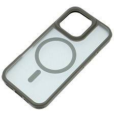 Чехол накладка Sky Armor с поддержкой MagSafe для APPLE iPhone 16 Pro, сменные уголки для шнурка, прозрачный, цвет окантовки серый