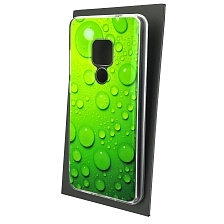Чехол накладка для HUAWEI Mate 20, силикон, глянцевый, блестки, рисунок Зеленые капельки