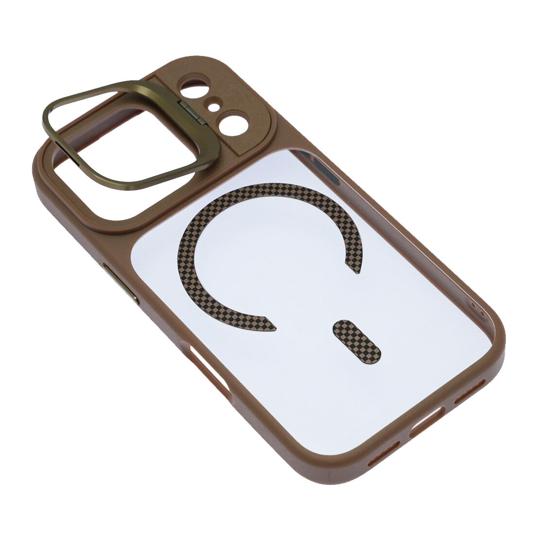 Чехол накладка Cabbeen с поддержкой MagSafe для APPLE iPhone 17 Pro, подставка, цвет прозрачно коричневый