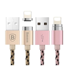 Кабель "Baseus" New insnap series магнитный кабель для Lightning/Micro USB 1.2M/2.4A цвет розовое зо.