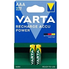 Аккумулятор перезаряжаемый VARTA R03 AAA BL2 NI-MH 1000mAh, тип мизинчиковый