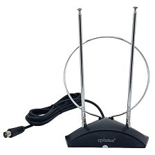 Пассивная комнатная антенна Eplutus ATN-10 для DVB-T2, внешний усилитель, длина кабеля 2 метра, цвет черный