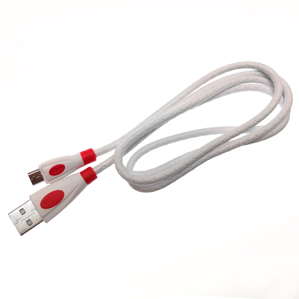 USB Дата кабель Micro USB, силиконовый, текстурированная оплетка, длина 1 метр, цвет белый | Последняя цена