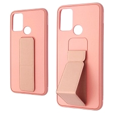 Чехол накладка STAND для HUAWEI Honor 9A (MOA-LX9N), подставка, магнит, экокожа, цвет розовое золото