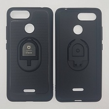 Чехол накладка iFace для XIAOMI Redmi 6, силикон, металл, кольцо держатель, цвет черный