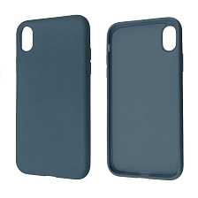 Чехол накладка NANO для APPLE iPhone XR, силикон, бархат, цвет темно синий.
