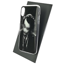 Чехол накладка для APPLE iPhone X, iPhone XS, силикон, глянцевый, рисунок Джокер ЧБ