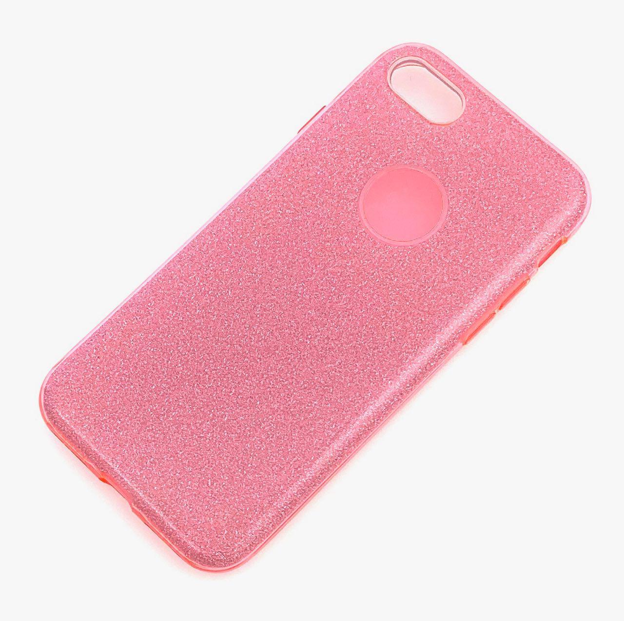 Чехол накладка Shine для APPLE iPhone 7, 8, силикон, блестки, цвет коралловый.