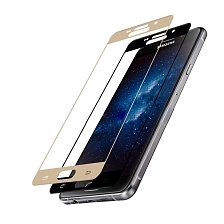 Защитное стекло 4D для SAMSUNG Galaxy A7 (2016) SM-A710 золотой кант Monarch.
