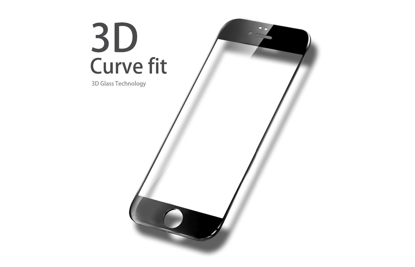 Защитное стекло 3D для Apple iPhone 6/6s одностор., 0.3 мм, олеофобное, черное.