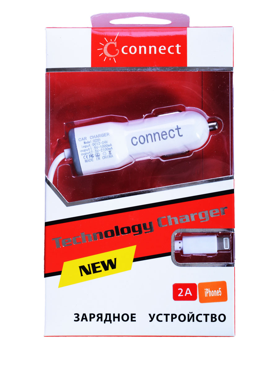 АЗУ Connect Technology для iPhone 5/5S 2000mAh (USB-выход), цвет белый.