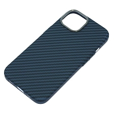 Чехол накладка MOSBROS с поддержкой MagSafe для APPLE iPhone 15, пластик, карбон, цвет темно синий