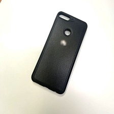 Чехол накладка для HUAWEI Nova 2 Lite, силикон, под кожу, с логотипом, цвет черный