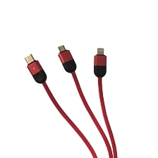 Кабель 3 в 1 CAFELE USB на Micro USB, USB Type C, Lightning 8 pin, длина 1.2 метра, цвет красный