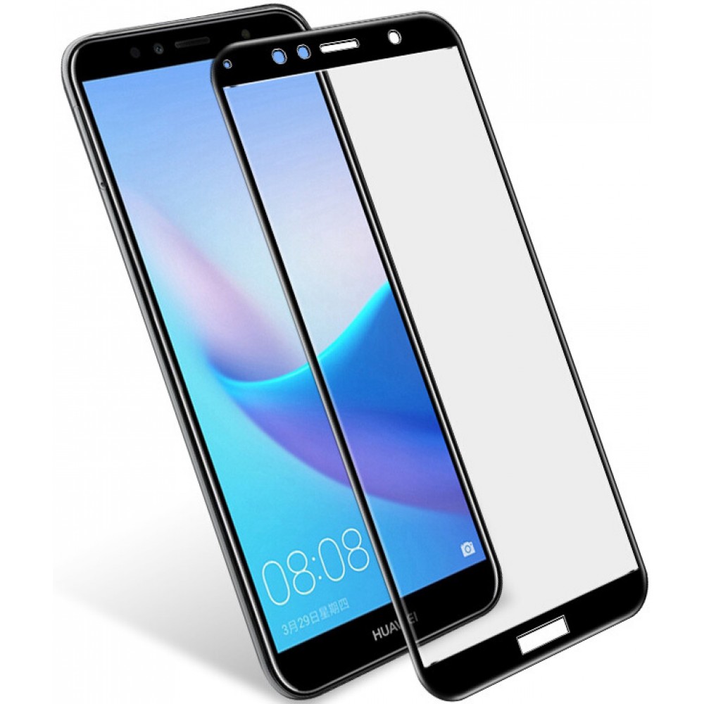 Стекло защитное "6D" GLASS FULL GLUE для Huawei Honor 7C/Y7 Prime в упаковке, цвет черный.