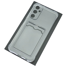 Чехол накладка CARD CASE для SAMSUNG Galaxy A05S, защита камеры, силикон, отдел для карт, цвет прозрачный