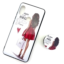 Чехол накладка для XIAOMI REDMI NOTE 5, NOTE 5 PRO, силикон, попсокет, рисунок девушка в платье.