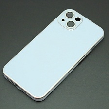 Чехол накладка для APPLE iPhone 13, силикон, стекло, защита камеры, цвет васильково серебристый