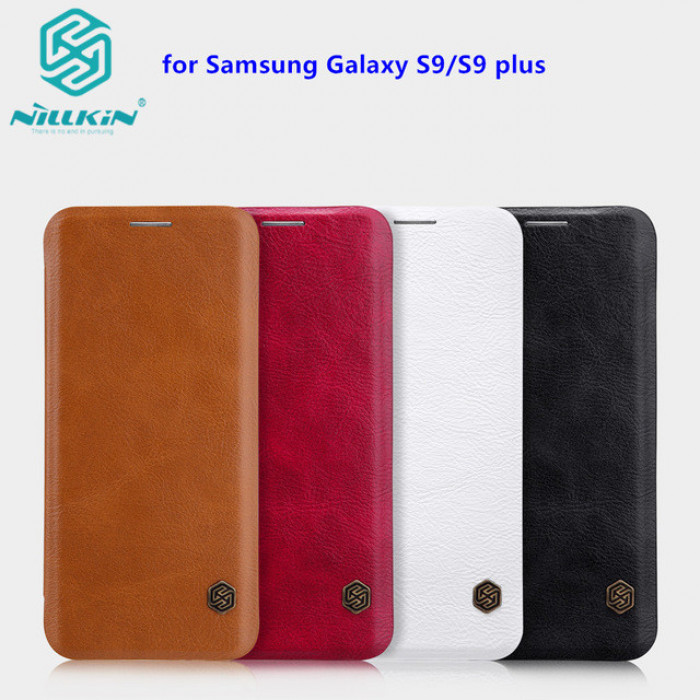 QIN чехол-книга Nillkin SAMSUNG Galaxy S9 /кожа/закрыт/отдел под пластик.карту/ коричневый.
