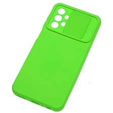 Чехол накладка для SAMSUNG Galaxy A23, силикон, бархат, со шторкой для защиты задней камеры, цвет ярко зеленый