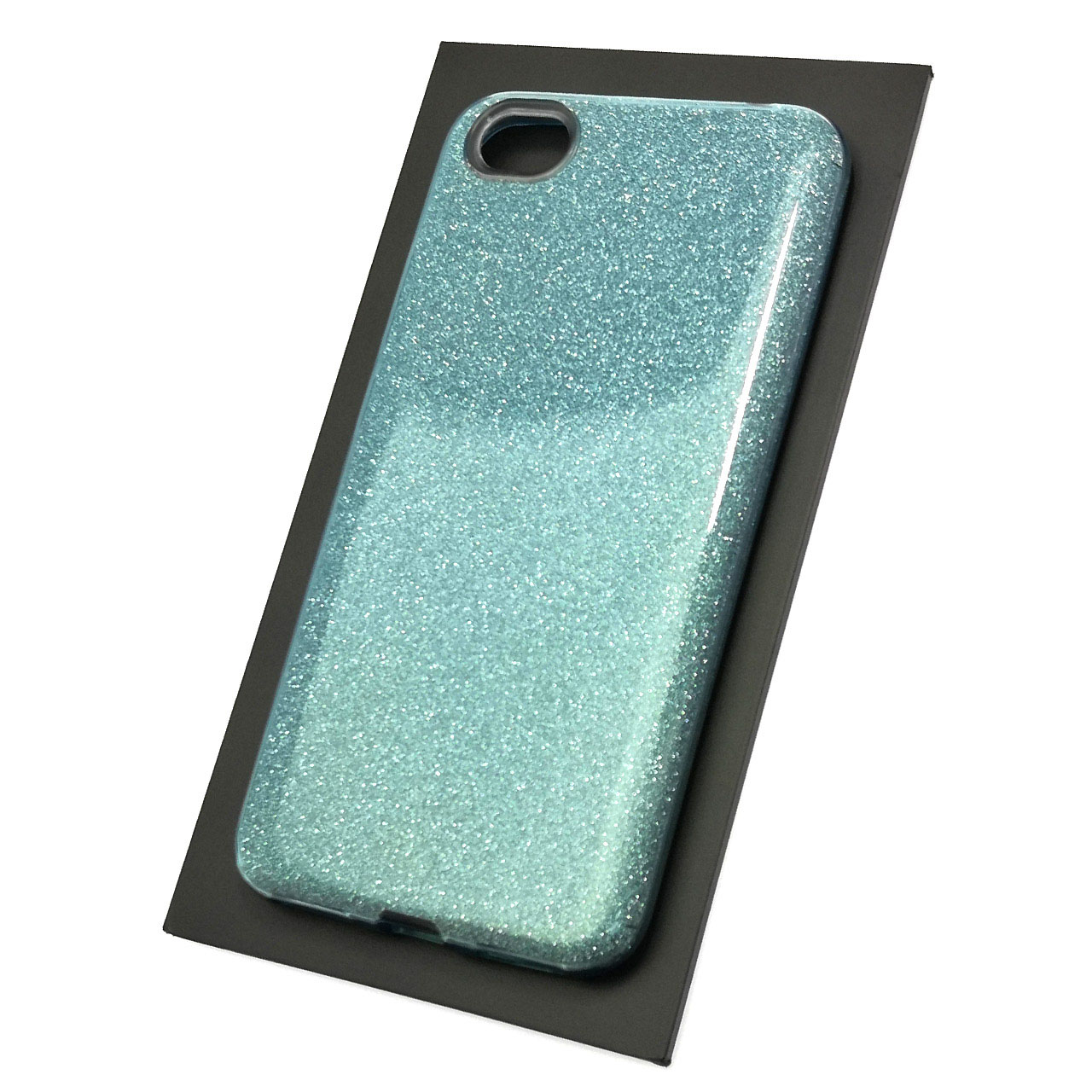 Чехол накладка Shine для XIAOMI Redmi Note 5A, 16GB, силикон, блестки, цвет голубой