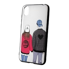 Чехол накладка для HUAWEI Honor 8S (KSA-LX9), Y5 2019 (AMN-LX9), силикон, рисунок Девушка и парень.