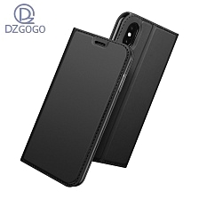 Чехол книжка DZGOGO для APPLE iPhone XS MAX, с визитницей, матовый, цвет черный.