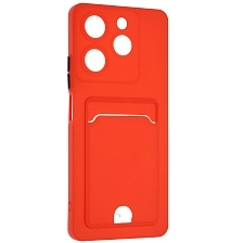 Чехол накладка BUTTON для TECNO Spark 10 Pro, силикон, отдел для карт, цвет красный