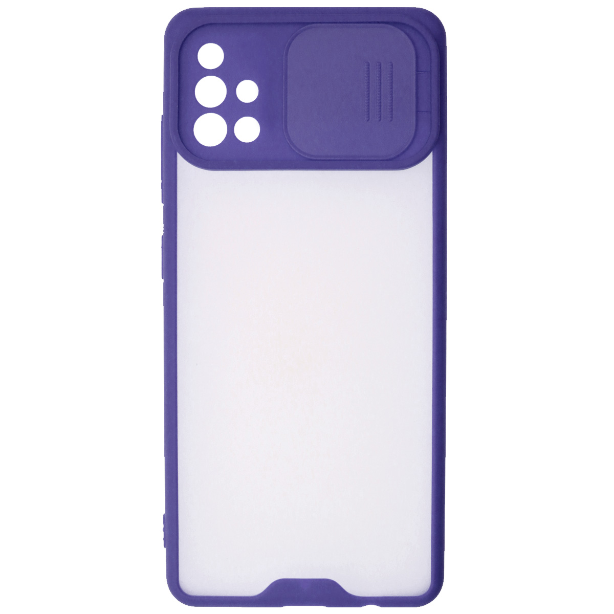 Чехол накладка LIFE TIME для SAMSUNG Galaxy A51 (SM-A515), силикон, пластик, матовый, со шторкой для защиты задней камеры, цвет окантовки темно синий
